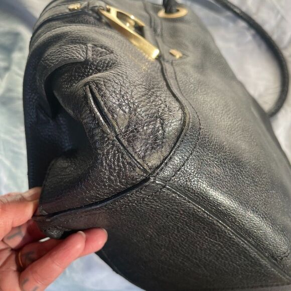 COLE HAAN  Pebble Leather Braided Drawstring Handle Black SHOULDER BAG HOBO - Picture 10 of 10